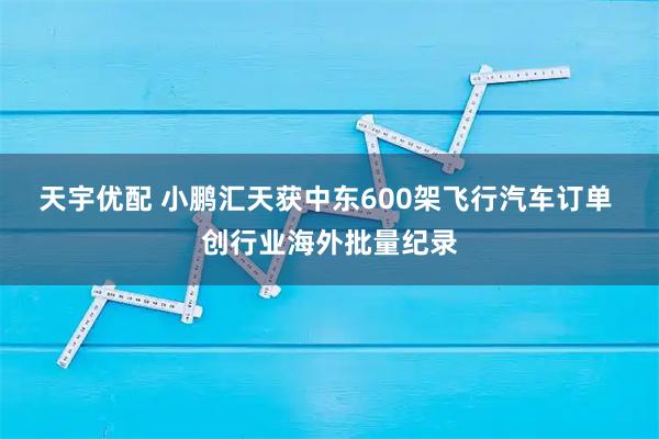 天宇优配 小鹏汇天获中东600架飞行汽车订单 创行业海外批量纪录