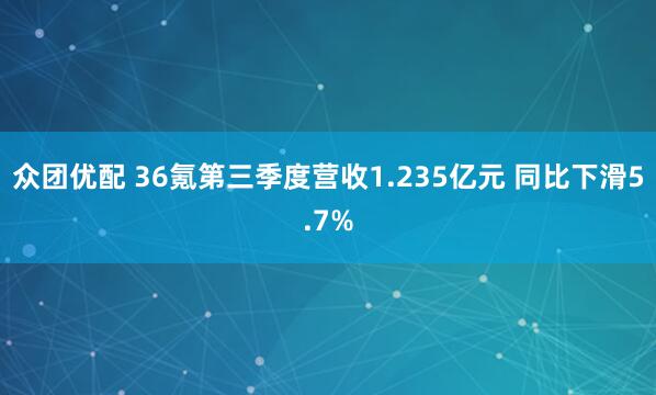 众团优配 36氪第三季度营收1.235亿元 同比下滑5.7%