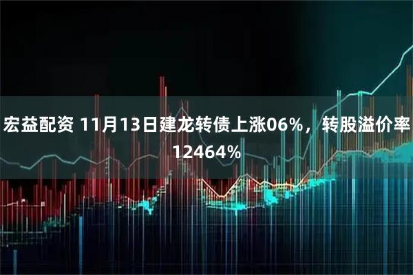 宏益配资 11月13日建龙转债上涨06%，转股溢价率12464%